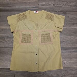 Kaza Made in India Unique Short Sleeve Vintage Button Down Shirt